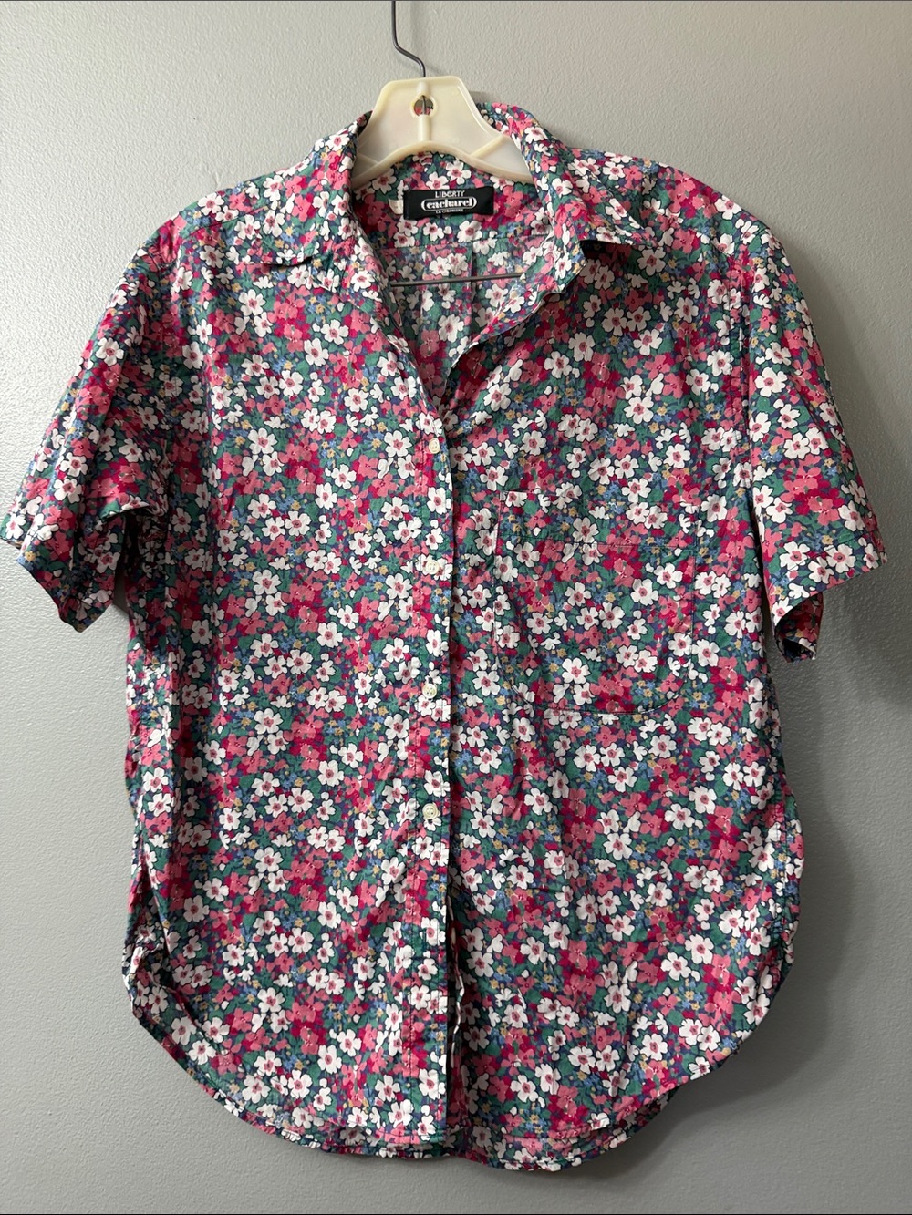 Cacharel liberty Arts Fabric vintage Floral button down short sleeve shirt